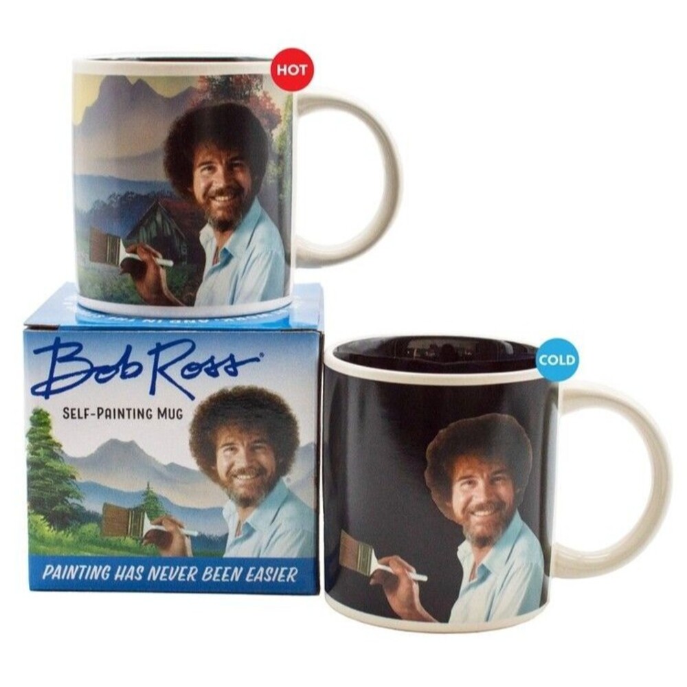 Bob Ross Heat Changing Mug 12oz New in Box Official Licensed Painting Appears